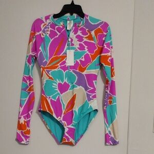 Trina Turk Multicolor Floral Zip Swimsuit